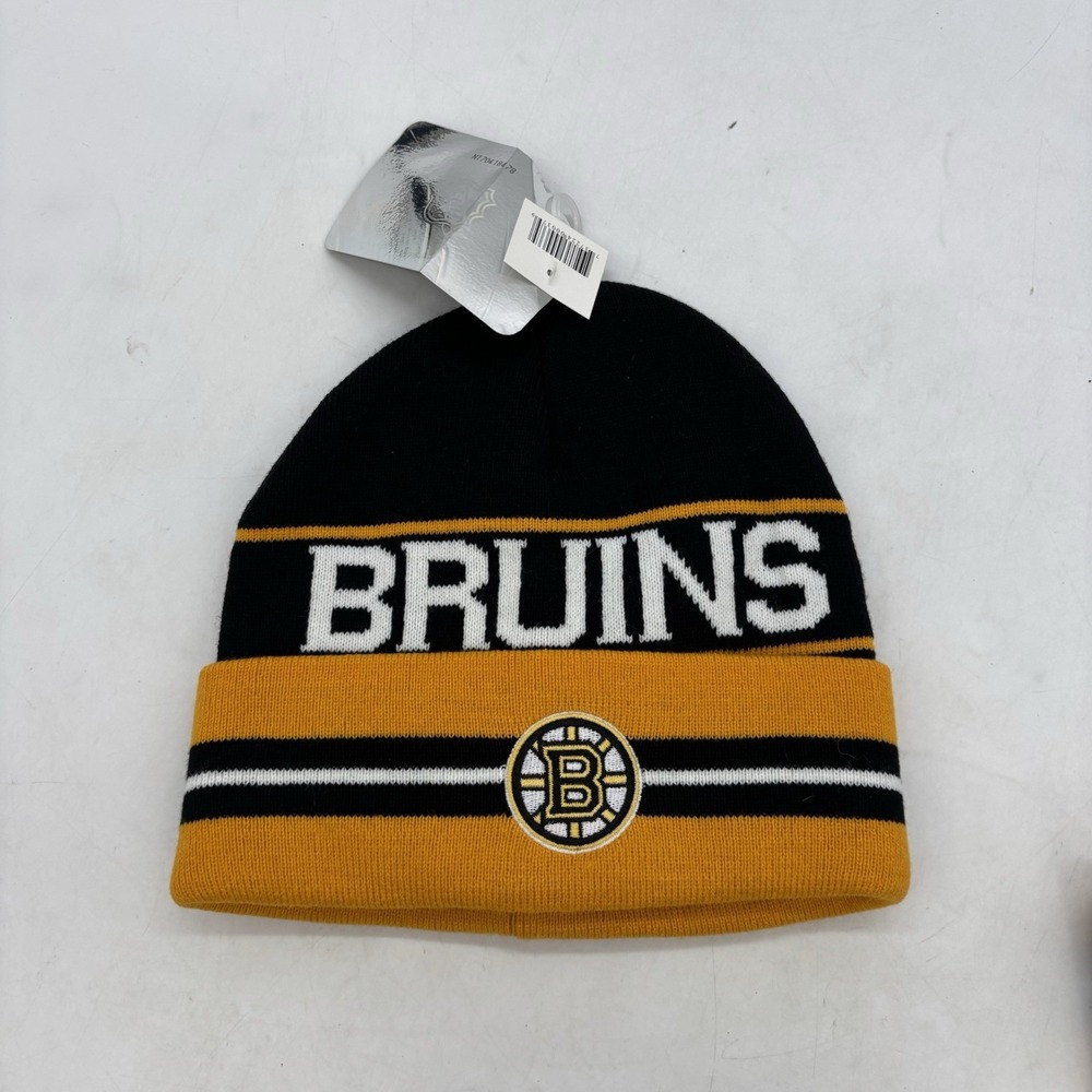 Boston Bruins Beanie Winter Hat Retro Y2k Adult Cuffed Black Yellow OSFA NEW